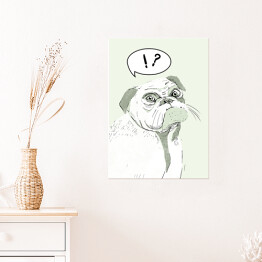 Plakat samoprzylepny Zielony pies w typie mopsa