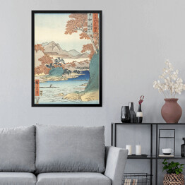 Obraz w ramie Utugawa Hiroshige Pejzaż Prowincja Yamato Góra Tatsuta i rzeka Tatsuta. Reprodukcja obrazu