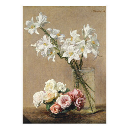 Plakat Henri Fantin–Latour Róże i lilie. Reprodukcja