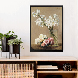 Obraz w ramie Henri Fantin–Latour Róże i lilie. Reprodukcja