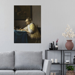 Plakat samoprzylepny Jan Vermeer Kobieta pisząca list Reprodukcja