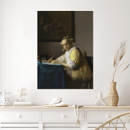 Plakat samoprzylepny Jan Vermeer Kobieta pisząca list Reprodukcja