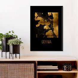 Plakat w ramie Czarno złota mapa - Gdynia