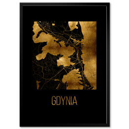 Obraz klasyczny Czarno złota mapa - Gdynia