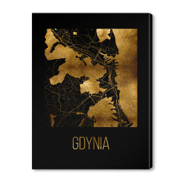 Obraz na płótnie Czarno złota mapa - Gdynia