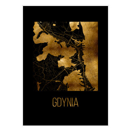 Plakat samoprzylepny Czarno złota mapa - Gdynia