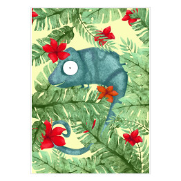 Plakat samoprzylepny Kameleon w dżungli