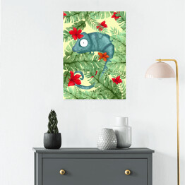 Plakat samoprzylepny Kameleon w dżungli