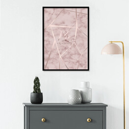 Plakat w ramie "Be awesome" - typografia na różowym marmurze z liniami w kolorze rosegold