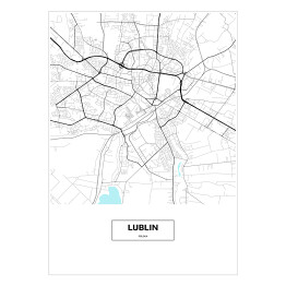 Plakat samoprzylepny Mapa Lublina z podpisem na białym tle