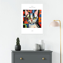 Plakat samoprzylepny Portret kota inspirowany sztuką - Pablo Picasso