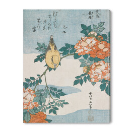 Obraz na płótnie Warbler and Roses. Hokusai Katsushika. Reprodukcja