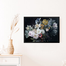 Obraz w ramie Piękny bukiet kwiatów w stylu barokowym