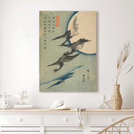 Obraz na płótnie Utugawa Hiroshige Gęsi w locie i pełnia księżyca. Reprodukcja obrazu