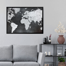 Obraz w ramie Mapa świata na betonowym tle