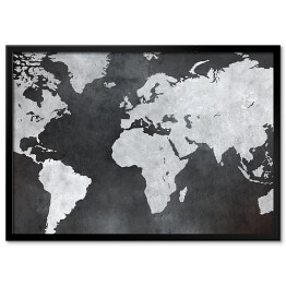 Plakat w ramie Mapa świata na betonowym tle