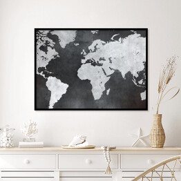 Plakat w ramie Mapa świata na betonowym tle