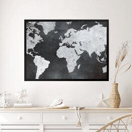 Obraz w ramie Mapa świata na betonowym tle
