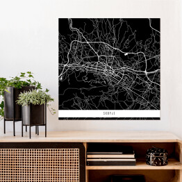 Plakat samoprzylepny Mapa miast świata - Skopje - czarna