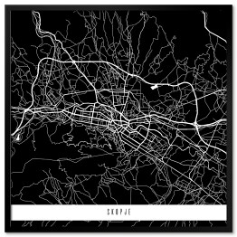 Plakat w ramie Mapa miast świata - Skopje - czarna
