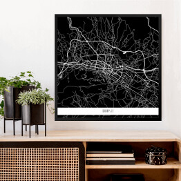 Obraz w ramie Mapa miast świata - Skopje - czarna