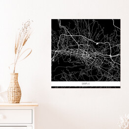 Plakat samoprzylepny Mapa miast świata - Skopje - czarna