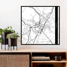 Plakat w ramie Mapa miast świata - Podgorica - biała
