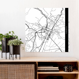 Plakat samoprzylepny Mapa miast świata - Podgorica - biała
