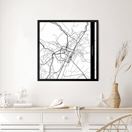 Obraz w ramie Mapa miast świata - Podgorica - biała