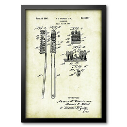Obraz w ramie A. J. Thomas Et Al - szczoteczka - patenty na rycinach vintage