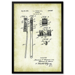 Plakat w ramie A. J. Thomas Et Al - szczoteczka - patenty na rycinach vintage