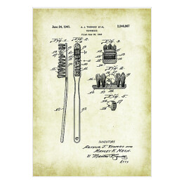 Plakat samoprzylepny A. J. Thomas Et Al - szczoteczka - patenty na rycinach vintage