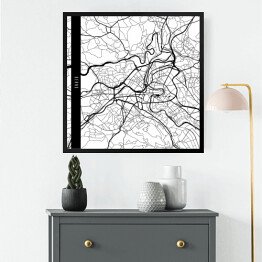 Obraz w ramie Mapy miast świata - Berno - biała