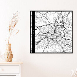 Plakat w ramie Mapy miast świata - Berno - biała