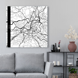 Obraz na płótnie Mapy miast świata - Berno - biała