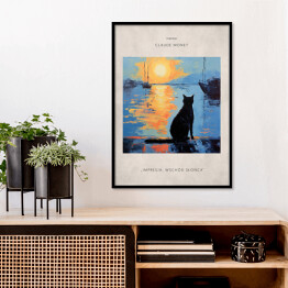 Plakat w ramie Obraz z kotem inspirowany sztuką - Claude Monet "Impresja. Wschód słońca"