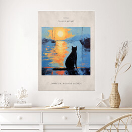 Plakat Obraz z kotem inspirowany sztuką - Claude Monet "Impresja. Wschód słońca"