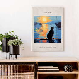 Obraz klasyczny Obraz z kotem inspirowany sztuką - Claude Monet "Impresja. Wschód słońca"