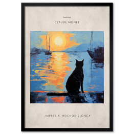 Obraz klasyczny Obraz z kotem inspirowany sztuką - Claude Monet "Impresja. Wschód słońca"