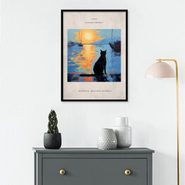 Plakat w ramie Obraz z kotem inspirowany sztuką - Claude Monet "Impresja. Wschód słońca"