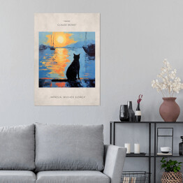 Plakat Obraz z kotem inspirowany sztuką - Claude Monet "Impresja. Wschód słońca"