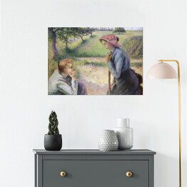 Plakat samoprzylepny Camille Pissarro Dwie młode kobiety. Reprodukcja