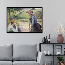Plakat w ramie Camille Pissarro Dwie młode kobiety. Reprodukcja