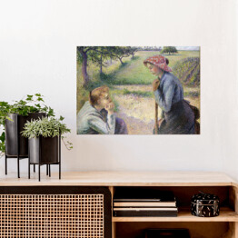 Plakat samoprzylepny Camille Pissarro Dwie młode kobiety. Reprodukcja