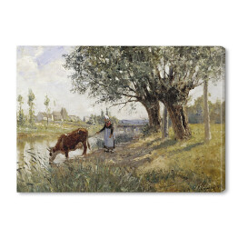 Obraz na płótnie Camille Pissarro. Wieś w pobliżu Grez-sur-Loing. Reprodukcja