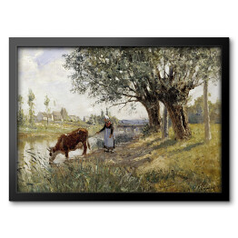 Obraz w ramie Camille Pissarro. Wieś w pobliżu Grez-sur-Loing. Reprodukcja