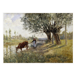 Plakat samoprzylepny Camille Pissarro. Wieś w pobliżu Grez-sur-Loing. Reprodukcja