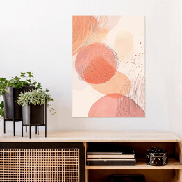 Plakat samoprzylepny Akwarelowa kompozycja geometryczna peach fuzz