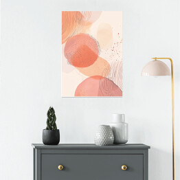 Plakat samoprzylepny Akwarelowa kompozycja geometryczna peach fuzz
