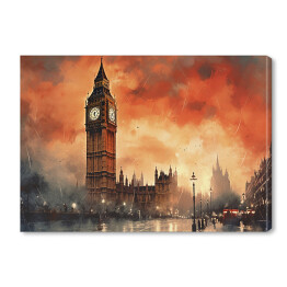 Obraz na płótnie Big Ben. Zachód słońca w Londynie akwarela